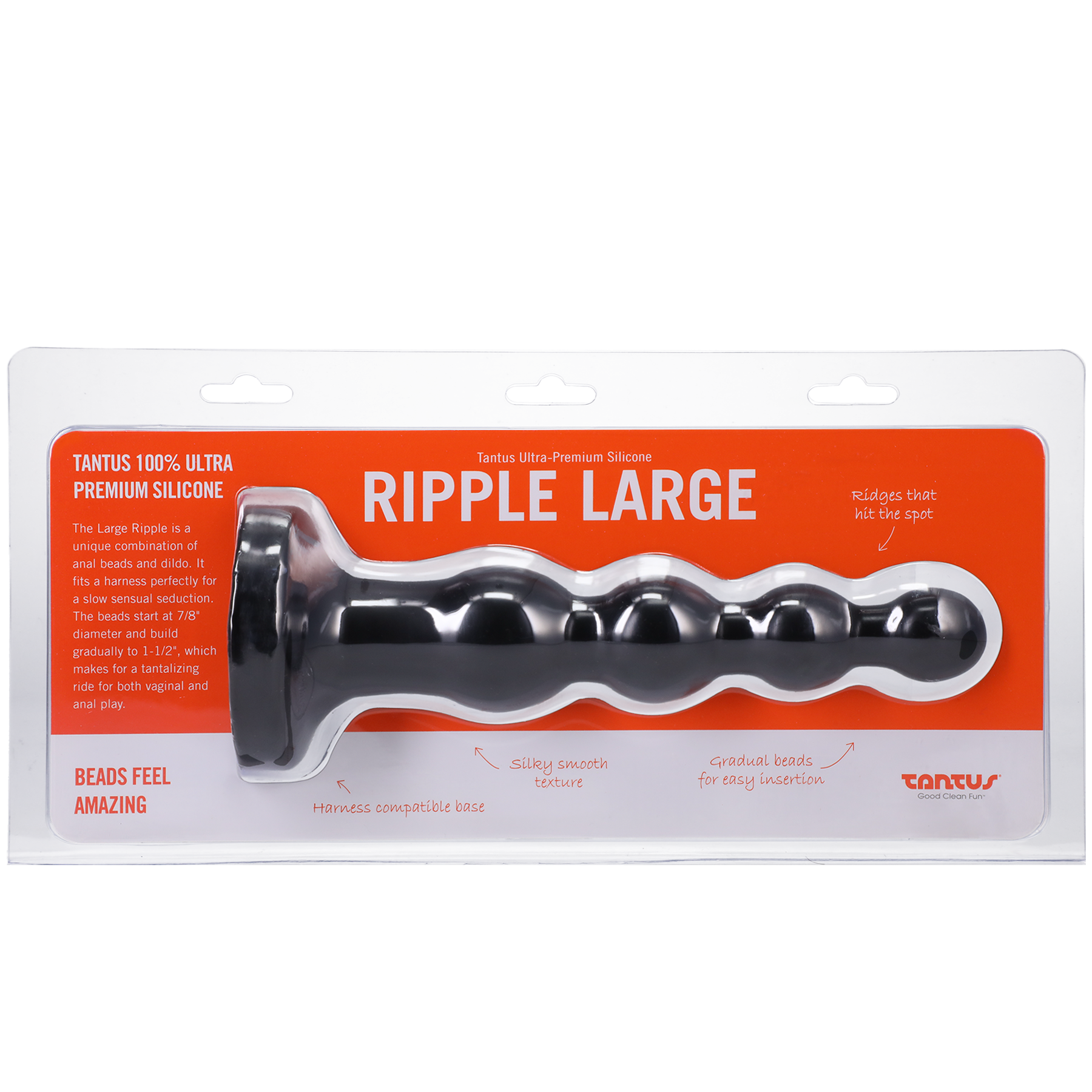 Tantus Silicone Large Ripple Butt Plug Black - ACME Pleasure