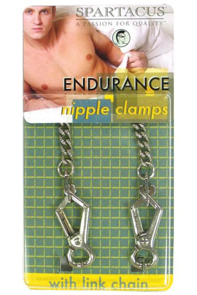 Spartacus Endurance Nipple Clamps Light Point Clamps With Curbed Chain - ACME Pleasure