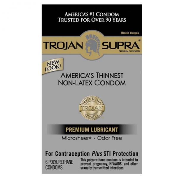 Trojan Supra Microsheer Polyurethane Condoms 6 Pack - ACME Pleasure