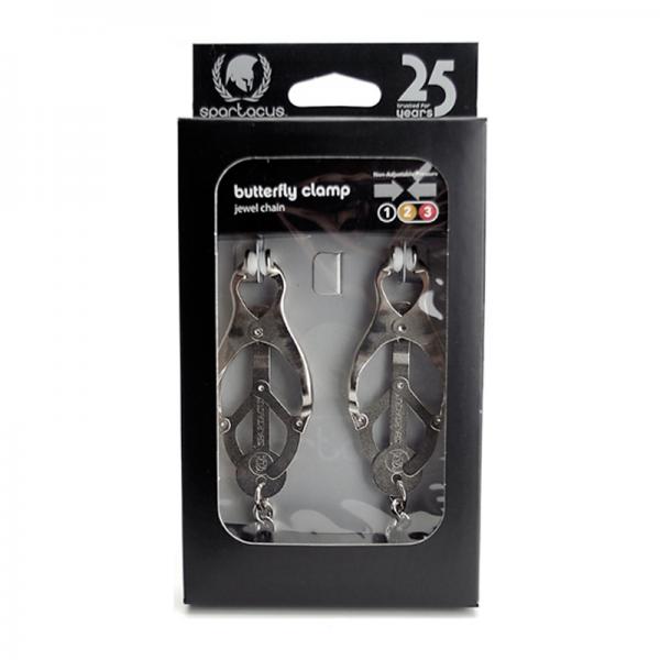 Endurance Butterfly Nipple Clamps With Link Chain - Silver - ACME Pleasure
