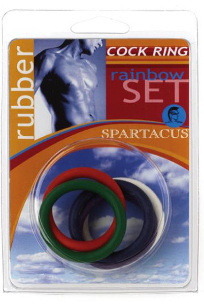 Spartacus Cock Ring Rainbow Set (4 Rubber Cock Rings) - ACME Pleasure