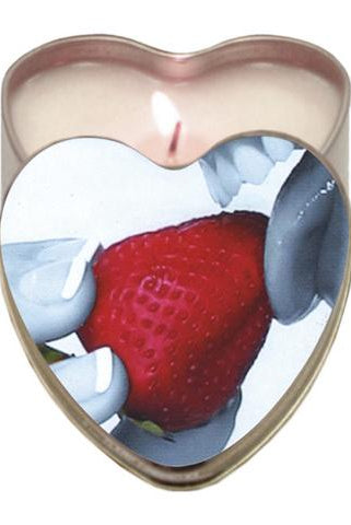 Earthly Body Edible Massage Candle Strawberry 4oz Heart Tin - ACME Pleasure
