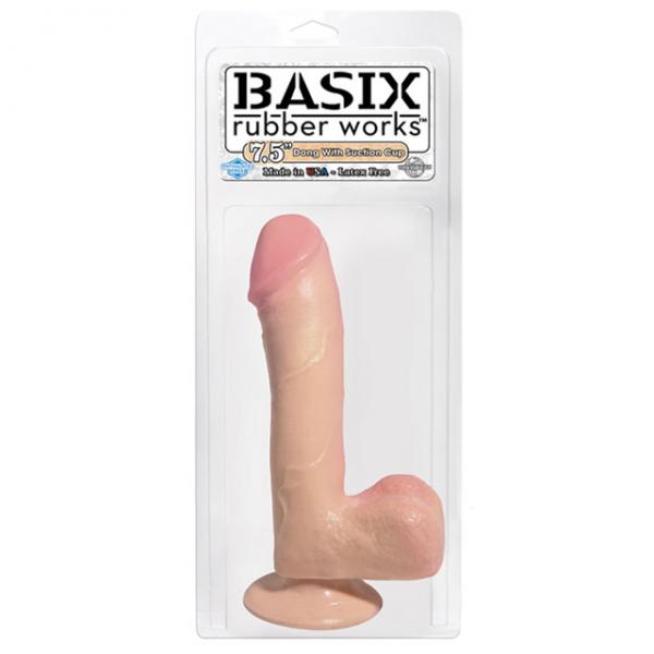 Basix Rubber Works 7.5in. Dong Suction Cup Beige - ACME Pleasure