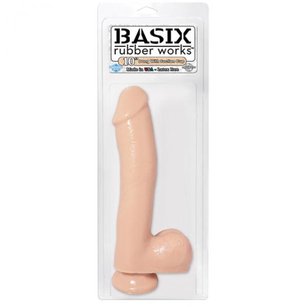 Basix Rubber Works 10 inches Dong Suction Cup Beige - ACME Pleasure