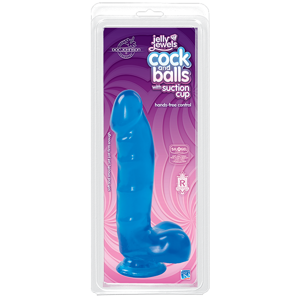 Jelly Jewels Cock Balls Suction Cup Sapphire Blue - ACME Pleasure