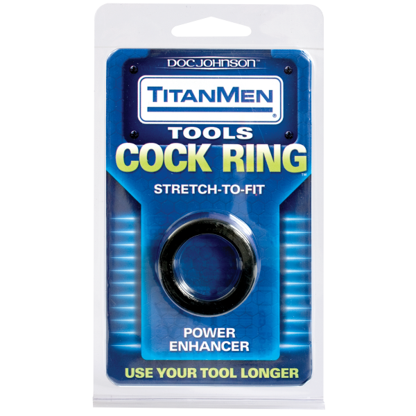 Titanmen Cock Ring  Stretch To Fit  - Black - ACME Pleasure