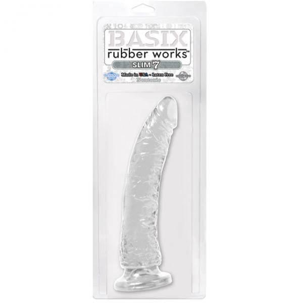 Basix Rubber Works 7 inches Slim Dong With Suction Cup Clear - ACME Pleasure