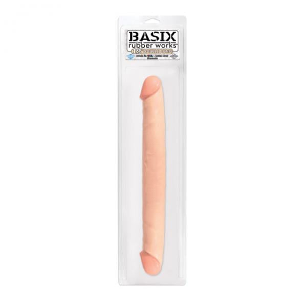 Basix Rubber Works 12 Inches Double Dong Beige - ACME Pleasure