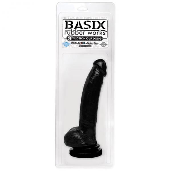 Basix Rubber 9 inches Suction Cup Dong Black - ACME Pleasure