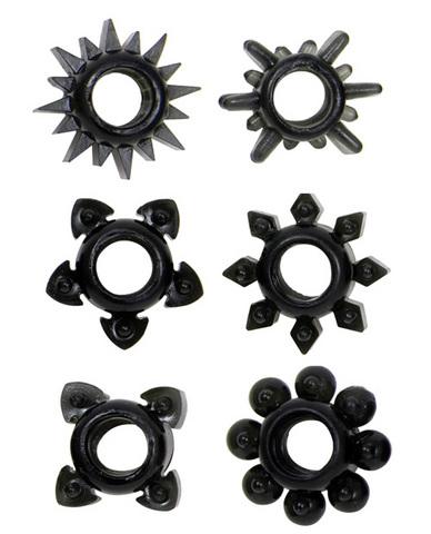 Tower Of Power C Rings 6 Pack - Black - ACME Pleasure