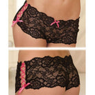 Rene Rofe Crotchless Lace Side Tie Boyleg Panty Black M/L - ACME Pleasure