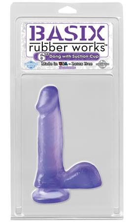 Basix Rubber Works 6 inches Dong Suction Cup Purple - ACME Pleasure