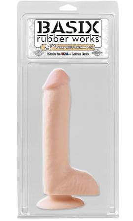 Basix Rubber 8 inches Dong With Suction Cup Beige - ACME Pleasure