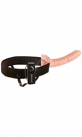 10in Vibrating Hollow Strap On - Beige - ACME Pleasure