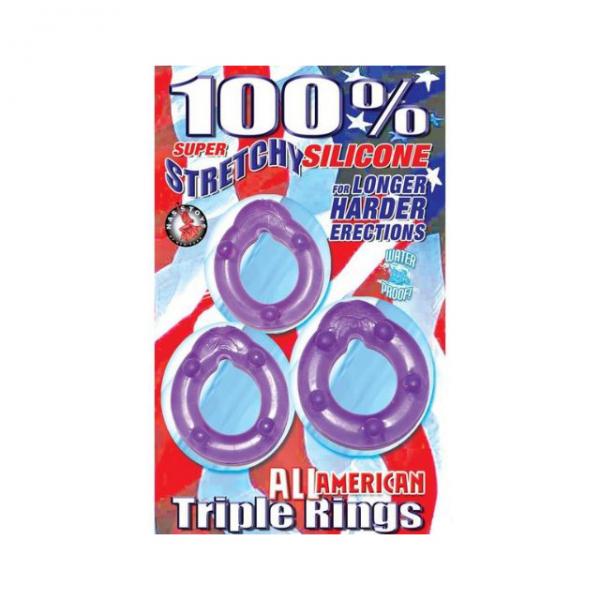 All American Triple Rings (clear/purple) - ACME Pleasure