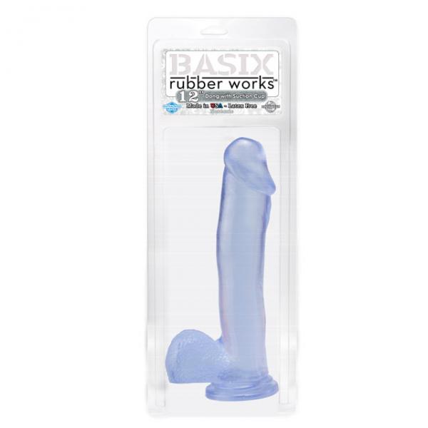 Basix Rubber Works 12 inches Dong Suction Cup Clear - ACME Pleasure