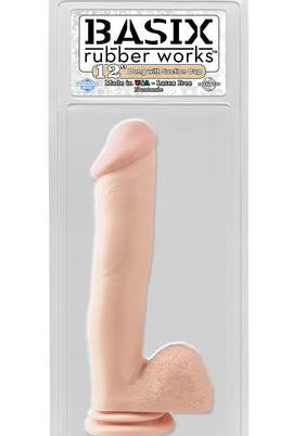 Basix Rubber Works 12 inches Dong Suction Cup Beige - ACME Pleasure