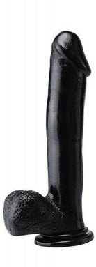 Basix Rubber 12 Inch Dong With Suction Cup Black - ACME Pleasure