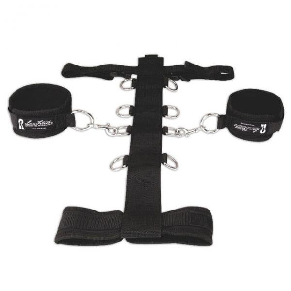 Lux Fetish Adjustable Neck & Wristraint Set Black - ACME Pleasure