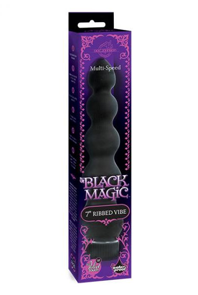Black Magic 7 inches Ribbed Vibrator - ACME Pleasure