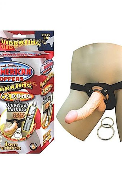 All American Whoppers 6.5in Vibrating Dong Universal Harness - ACME Pleasure