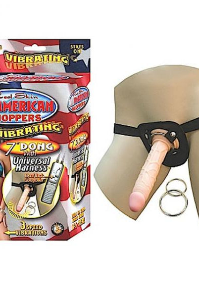All American Whoppers 7 inches Vibrating Dong Universal Harness - ACME Pleasure