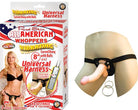 All American Whoppers 8 inches Vibrating Dong & Universal Harness Beige - ACME Pleasure