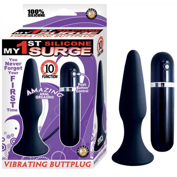 My First Silicone Surge Vibrating Butt Plug 5 Inch - Black - ACME Pleasure