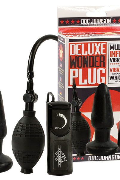 Deluxe Wonder Plug Inflatable Vibrating Black - ACME Pleasure