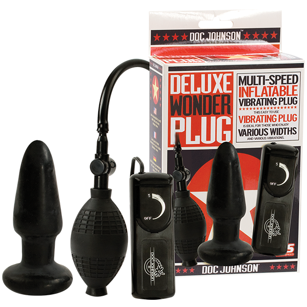 Deluxe Wonder Plug Inflatable Vibrating Black - ACME Pleasure