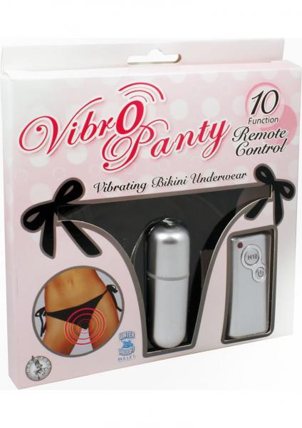 Vibro Panty Bikini 10 Function Remote Control Waterproof O/S - Black - ACME Pleasure