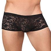 Male Power Stretch Lace Mini Shorts Black Medium - ACME Pleasure