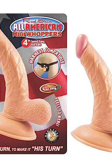 All American 4 inches Curved Dong with Balls Beige - ACME Pleasure