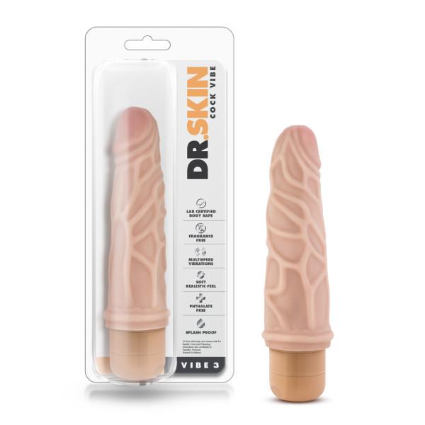 Dr Skin Cock Vibe 3 Realistic Dildo Beige - ACME Pleasure