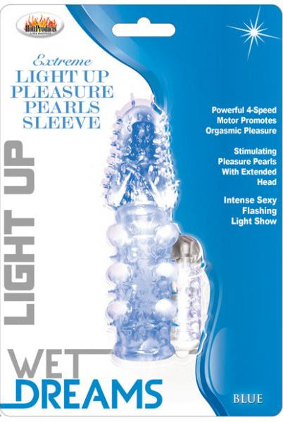 Light Up Extreme Pleasure Pearls Sleeve Blue - ACME Pleasure