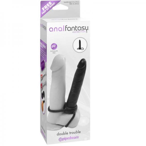 Anal Fantasy Double Trouble Cock Ring Black - ACME Pleasure