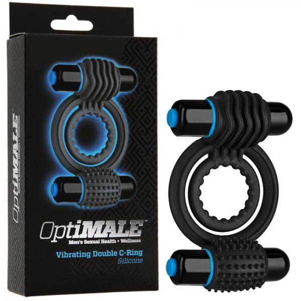 Optimale Silicone Vibrating Double C-Ring Waterproof - Black - ACME Pleasure