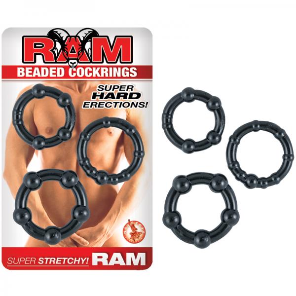 Ram Beaded Cockrings Black - ACME Pleasure