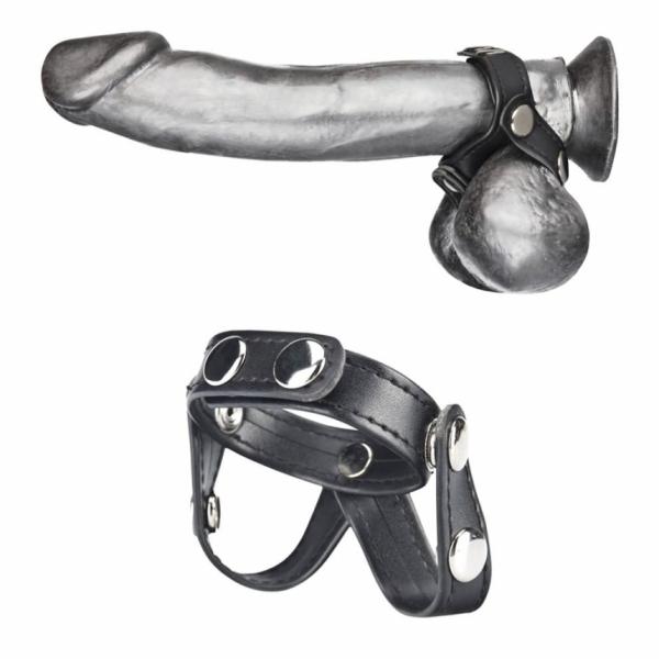 C & B Gear V-Style Cock Ring with Ball Divider Black - ACME Pleasure