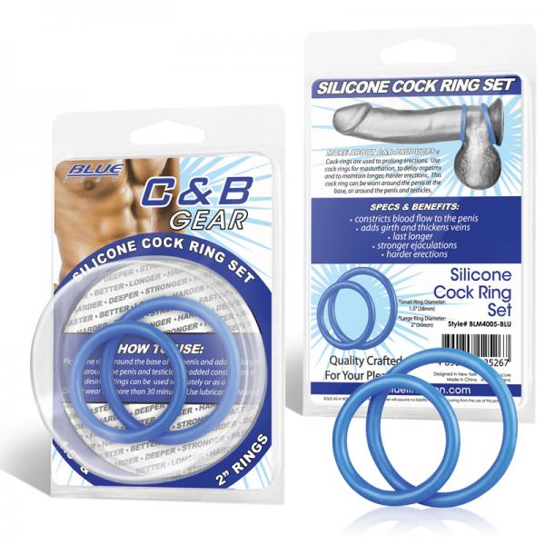 C & B Gear Silicone Cock Ring Set Blue - ACME Pleasure