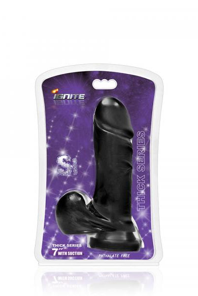 7 inches Thick Cock Balls & Suction Cup Black - ACME Pleasure