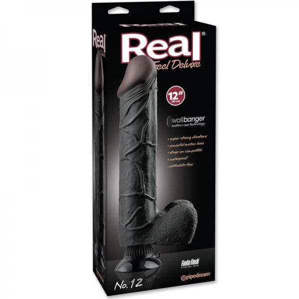 Real Feel Deluxe No.12 Black Vibrating Dildo - ACME Pleasure