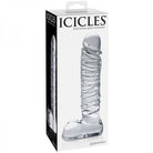 Icicles No. 63 Textured Glass Dildo With Balls 8.5in - Clear - ACME Pleasure
