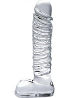 Icicles No. 63 Textured Glass Dildo With Balls 8.5in - Clear - ACME Pleasure