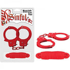 Sinful Metal Cuffs W/keys & Love Rope Red - ACME Pleasure