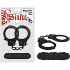 Sinful Metal Cuffs W/keys & Love Rope Black - ACME Pleasure