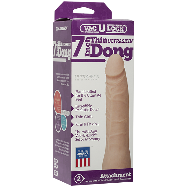 Vac-U-Lock 7in Ultraskyn Thin Dong - Beige - ACME Pleasure