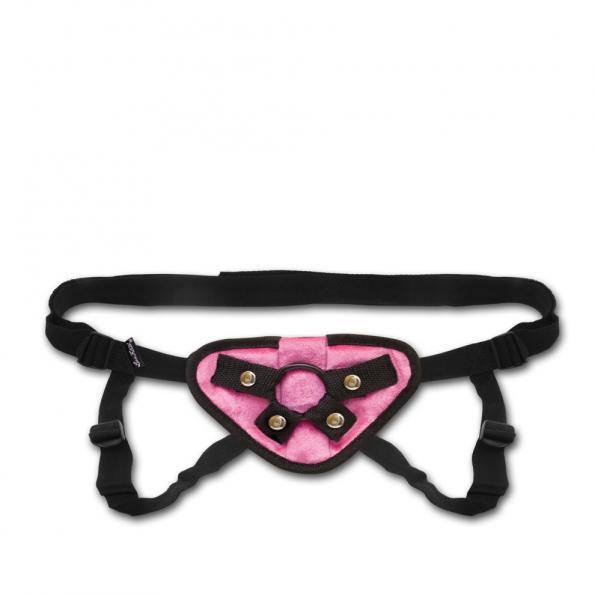 Lux Fetish Velvet Strap On Harness Pink O/S - ACME Pleasure