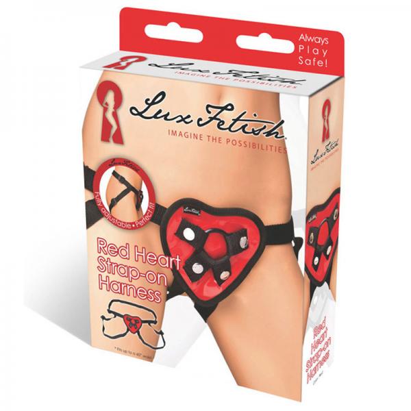 Lux Fetish Red Heart Strap On Harness O/S - ACME Pleasure