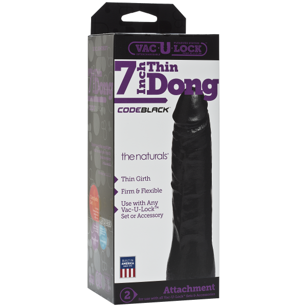 Vac U Lock Code Black Natural Thin Dong 7 Inches - ACME Pleasure